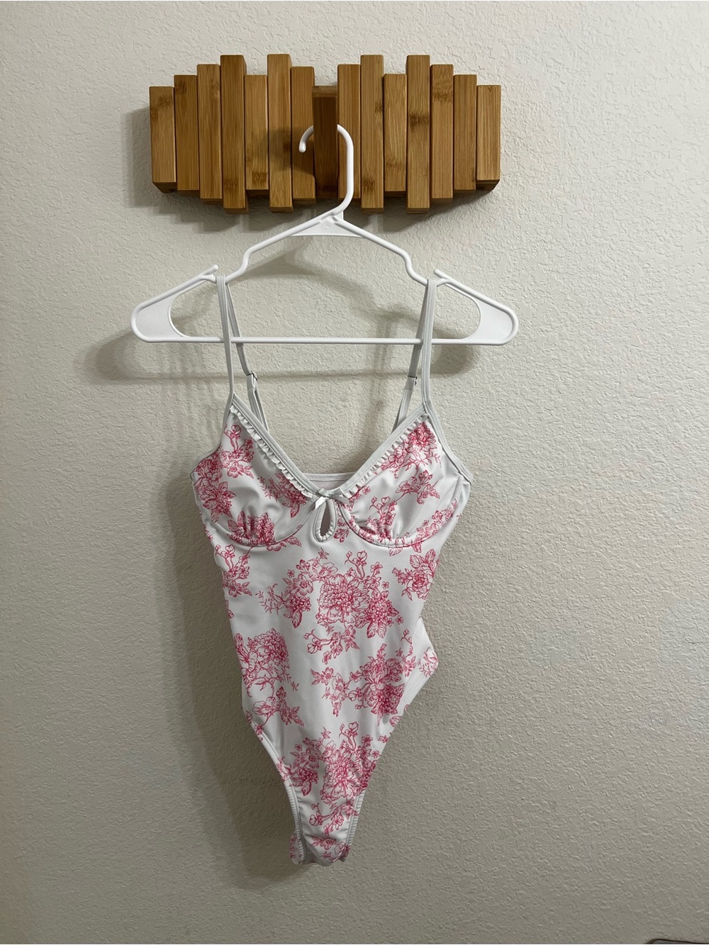No Boundaries White One-Piece with Pink Floral Print